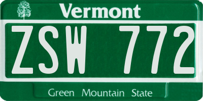 VT license plate ZSW772