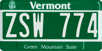 VT license plate ZSW774
