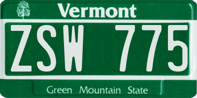 VT license plate ZSW775