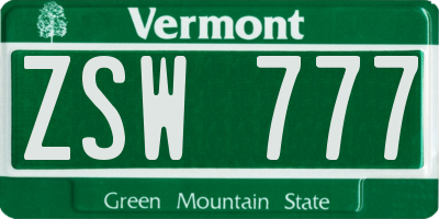 VT license plate ZSW777