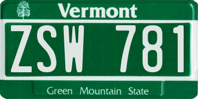 VT license plate ZSW781