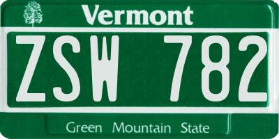 VT license plate ZSW782