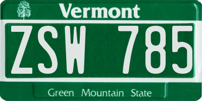 VT license plate ZSW785