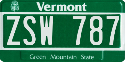 VT license plate ZSW787