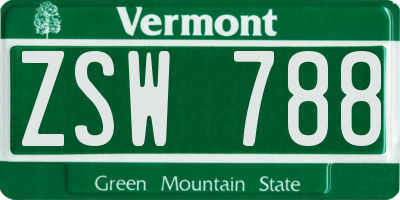VT license plate ZSW788