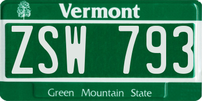 VT license plate ZSW793