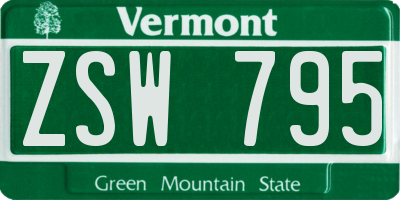 VT license plate ZSW795