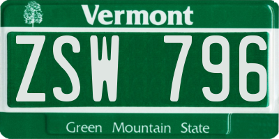 VT license plate ZSW796