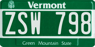 VT license plate ZSW798