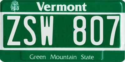 VT license plate ZSW807