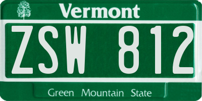 VT license plate ZSW812