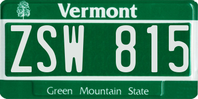 VT license plate ZSW815