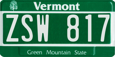 VT license plate ZSW817
