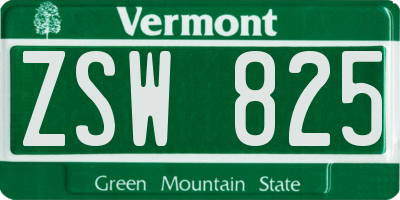 VT license plate ZSW825