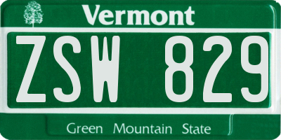 VT license plate ZSW829