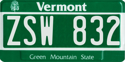VT license plate ZSW832