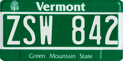 VT license plate ZSW842