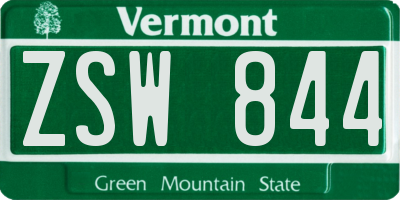 VT license plate ZSW844
