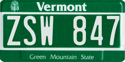 VT license plate ZSW847