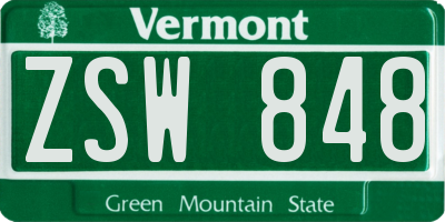 VT license plate ZSW848
