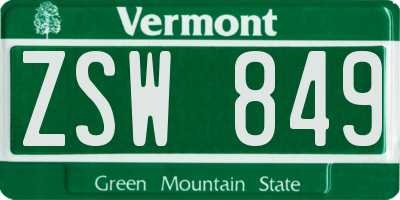 VT license plate ZSW849
