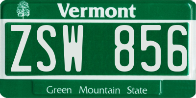 VT license plate ZSW856