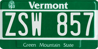 VT license plate ZSW857