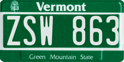 VT license plate ZSW863