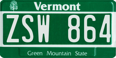 VT license plate ZSW864