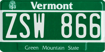 VT license plate ZSW866