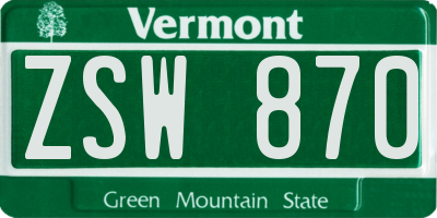 VT license plate ZSW870