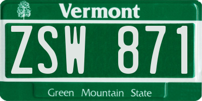 VT license plate ZSW871
