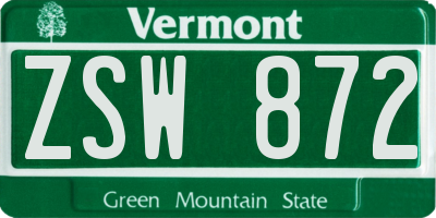 VT license plate ZSW872