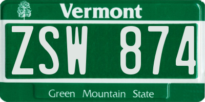 VT license plate ZSW874