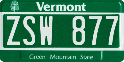 VT license plate ZSW877