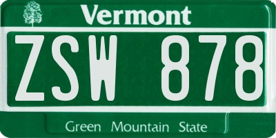 VT license plate ZSW878