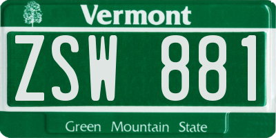 VT license plate ZSW881