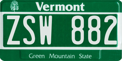 VT license plate ZSW882