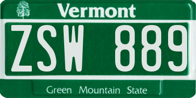 VT license plate ZSW889
