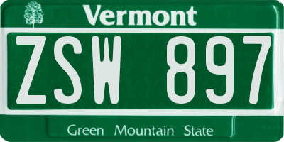 VT license plate ZSW897