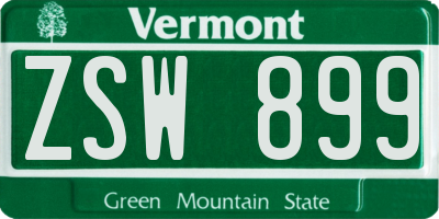 VT license plate ZSW899