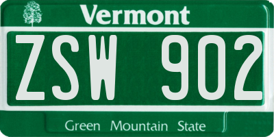 VT license plate ZSW902