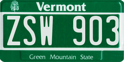 VT license plate ZSW903