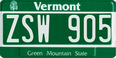 VT license plate ZSW905