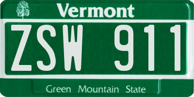 VT license plate ZSW911