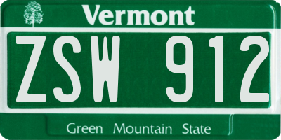 VT license plate ZSW912