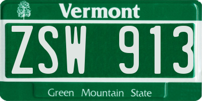 VT license plate ZSW913