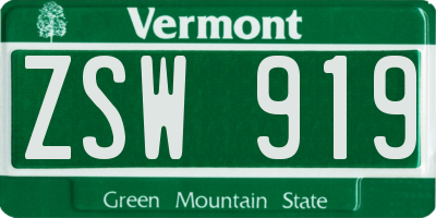 VT license plate ZSW919