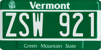 VT license plate ZSW921