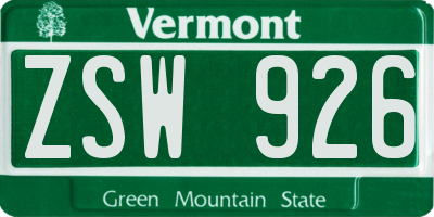 VT license plate ZSW926